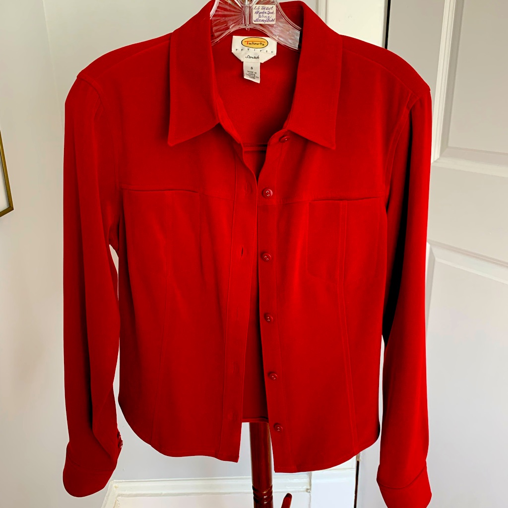 Red Button Down Blouse Excellent Condition